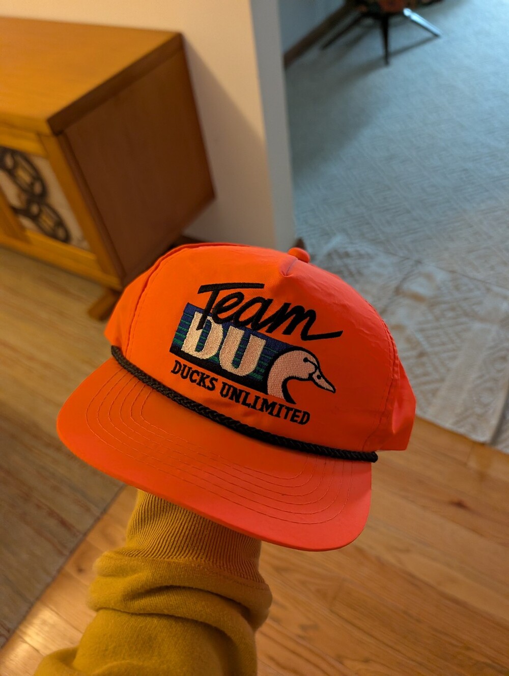 Vintage 80-90s Ducks Unlimited Official Team Hat Neon Hunter Blaze Orange Cap